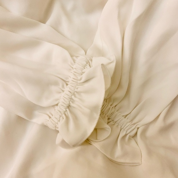 NWT TRINA TURK Equinox Dress Whitewash white ruffle relaxed shoulder mini midi - Picture 6 of 7